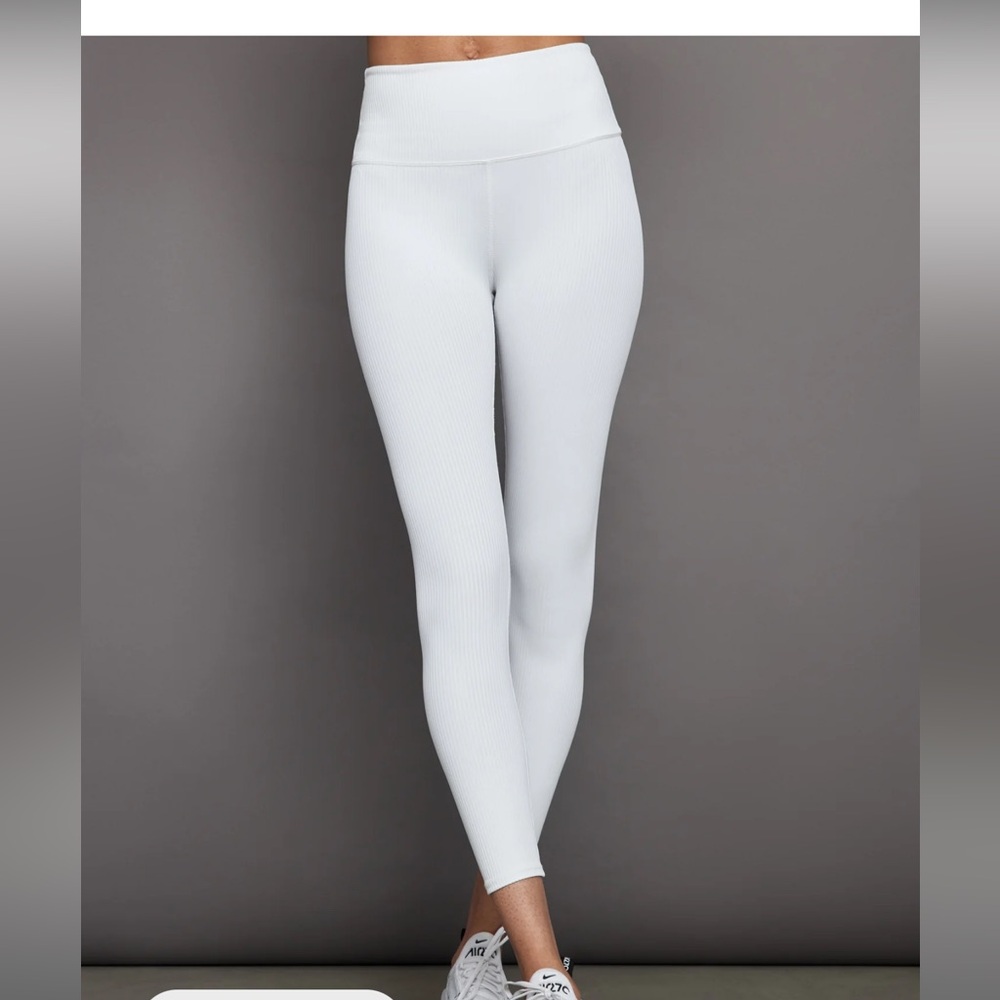 Carbon38 White ribbed leggings